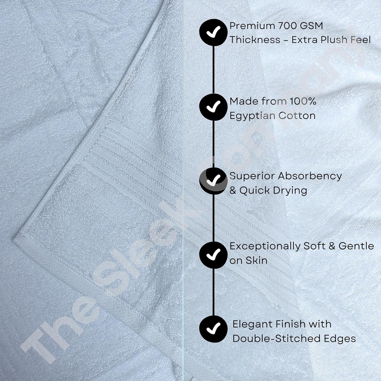 Royal Egyptian white bath towel 700 GSM, 70x130cm, premium Egyptian cotton