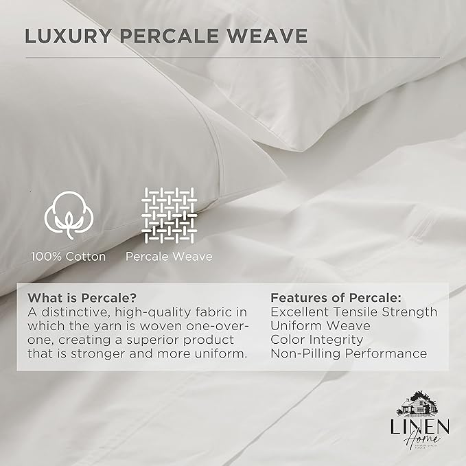 White 100% cotton percale fitted sheet 16" extra deep double 200TC