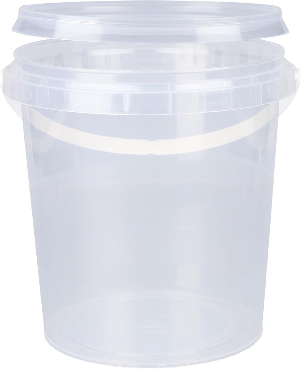 Clear round plastic bucket 10 litre with lid and handles