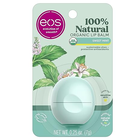Eos 100% Natural Organic Sweet Mint lip balm, 7g sphere pot