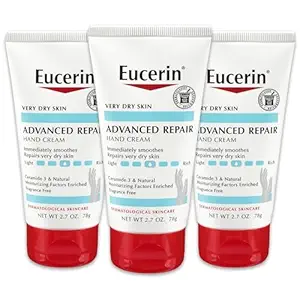 Eucerin Advanced Repair unscented hand cream 2.7oz tube, pack of three