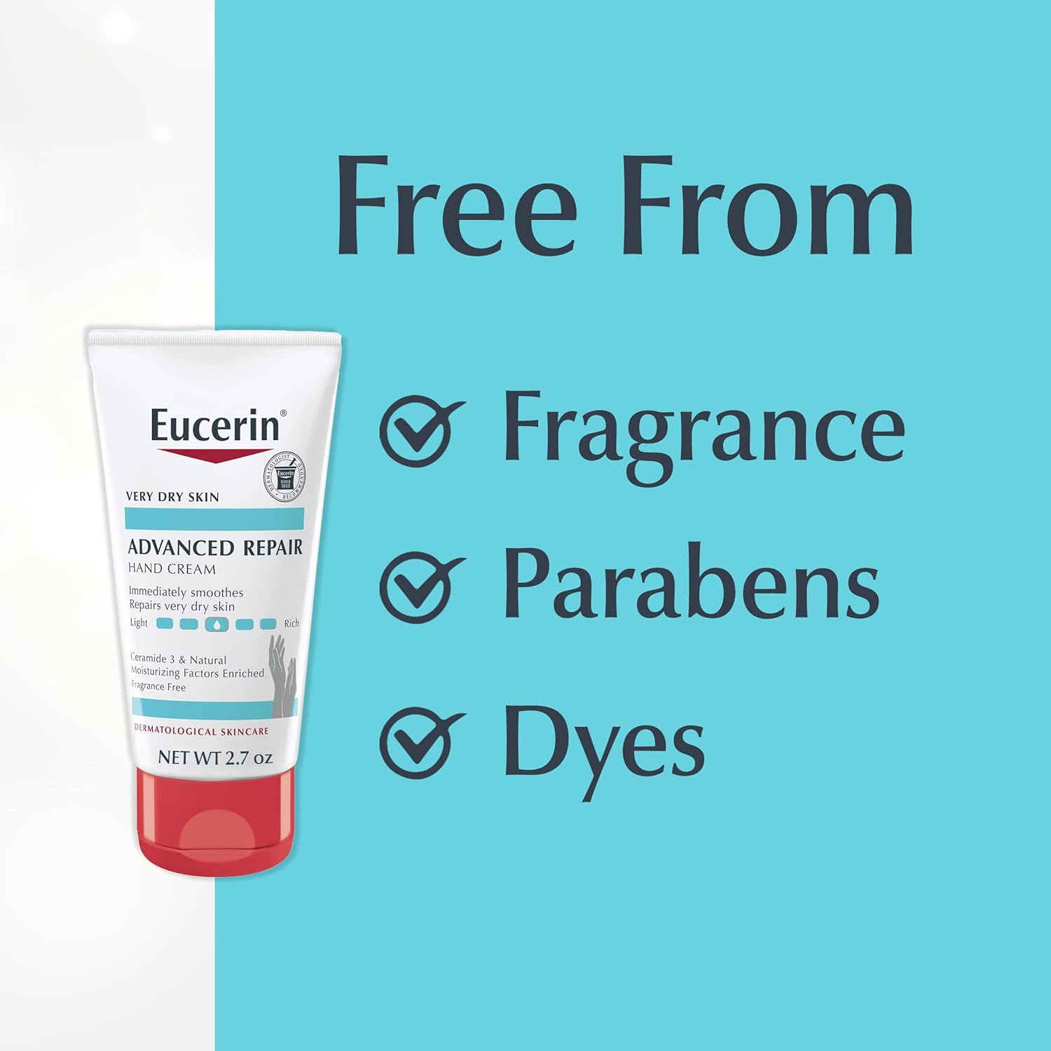Eucerin Advanced Repair unscented hand cream 2.7oz tube for very dry skin