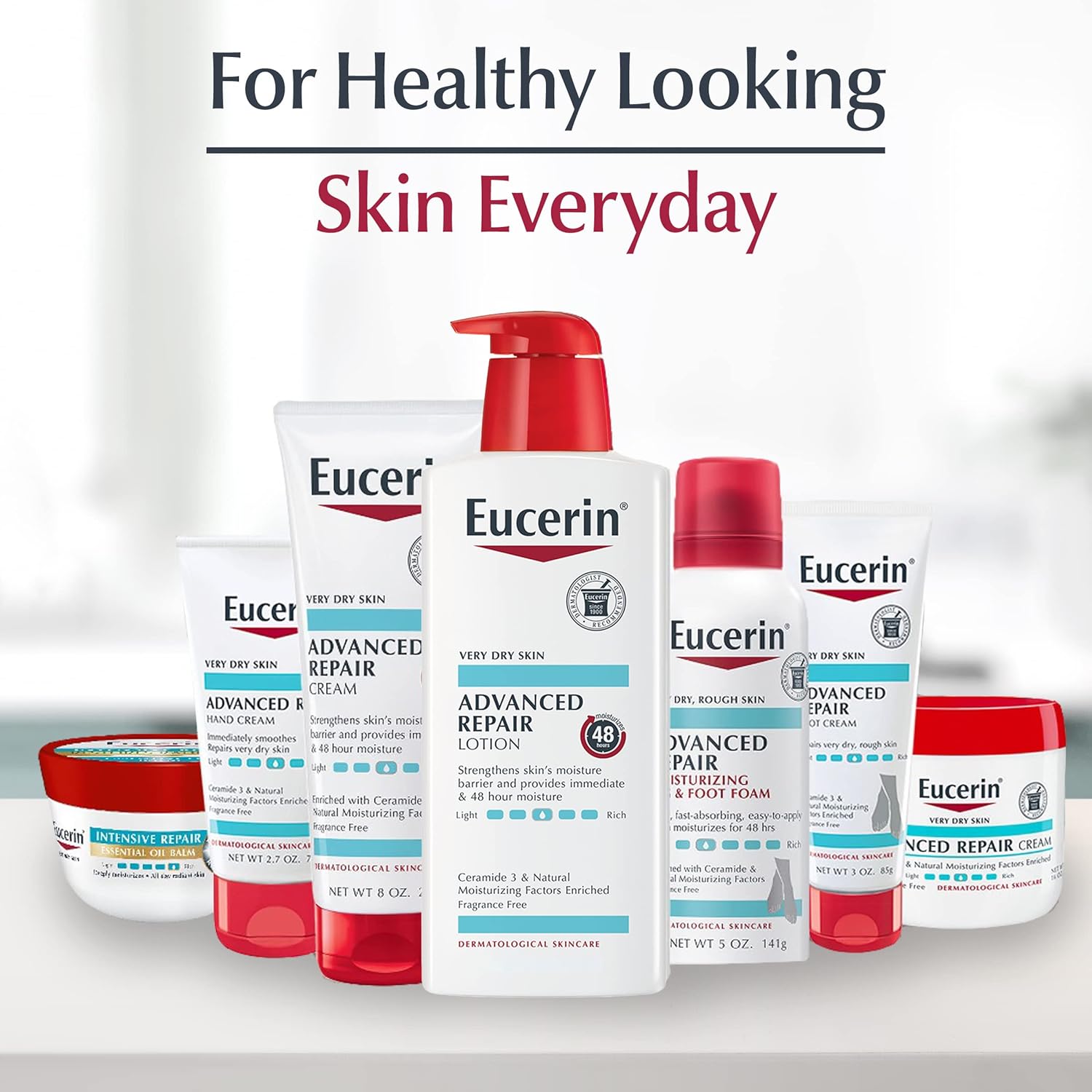 Eucerin Advanced Repair unscented hand cream tube 2.7oz with red cap