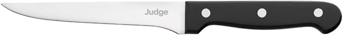 Judge Sabatier 5 piece knife block set with black handles and silver blades