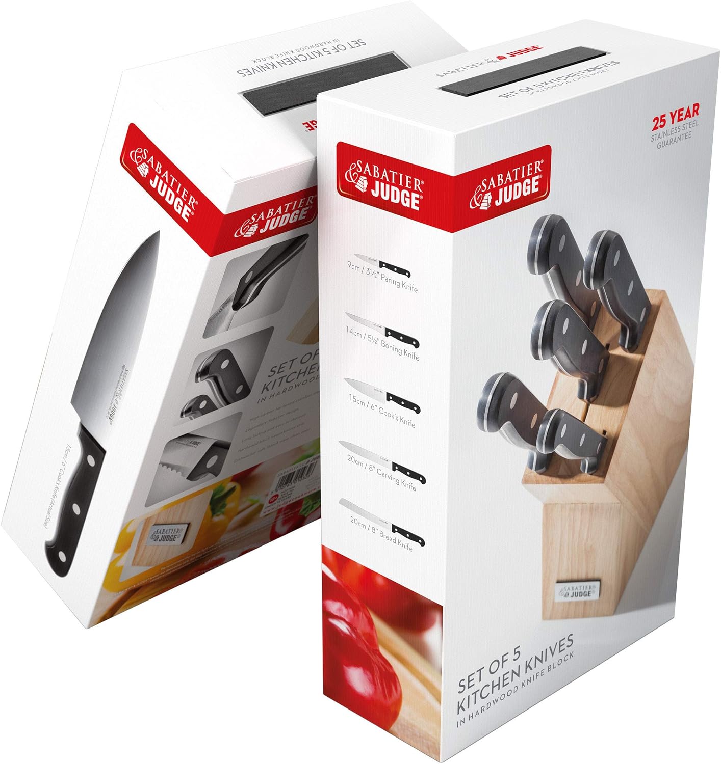 Judge Sabatier 5 piece kitchen knife set with wooden block holder