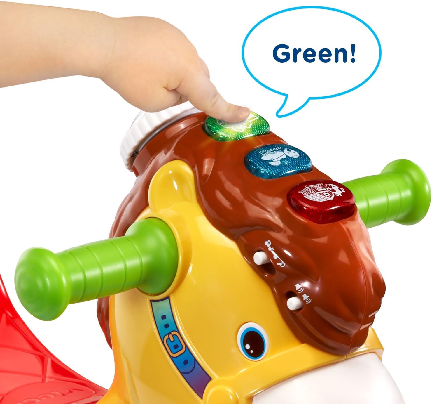 VTech Push, Gallop & Ride Pony with brown head and green handles