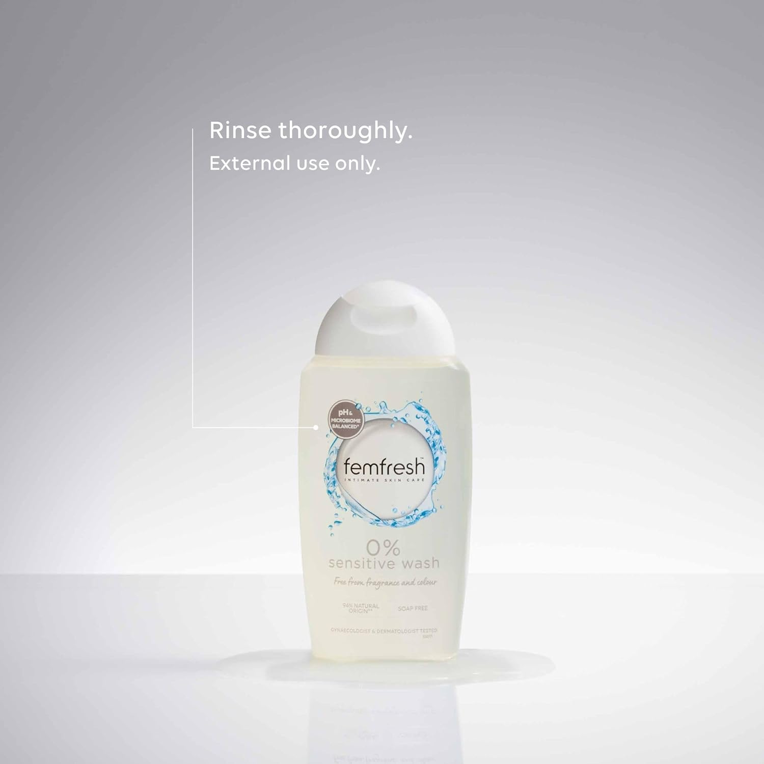 Femfresh 0% Sensitive Wash 250ml intimate skin care bottle