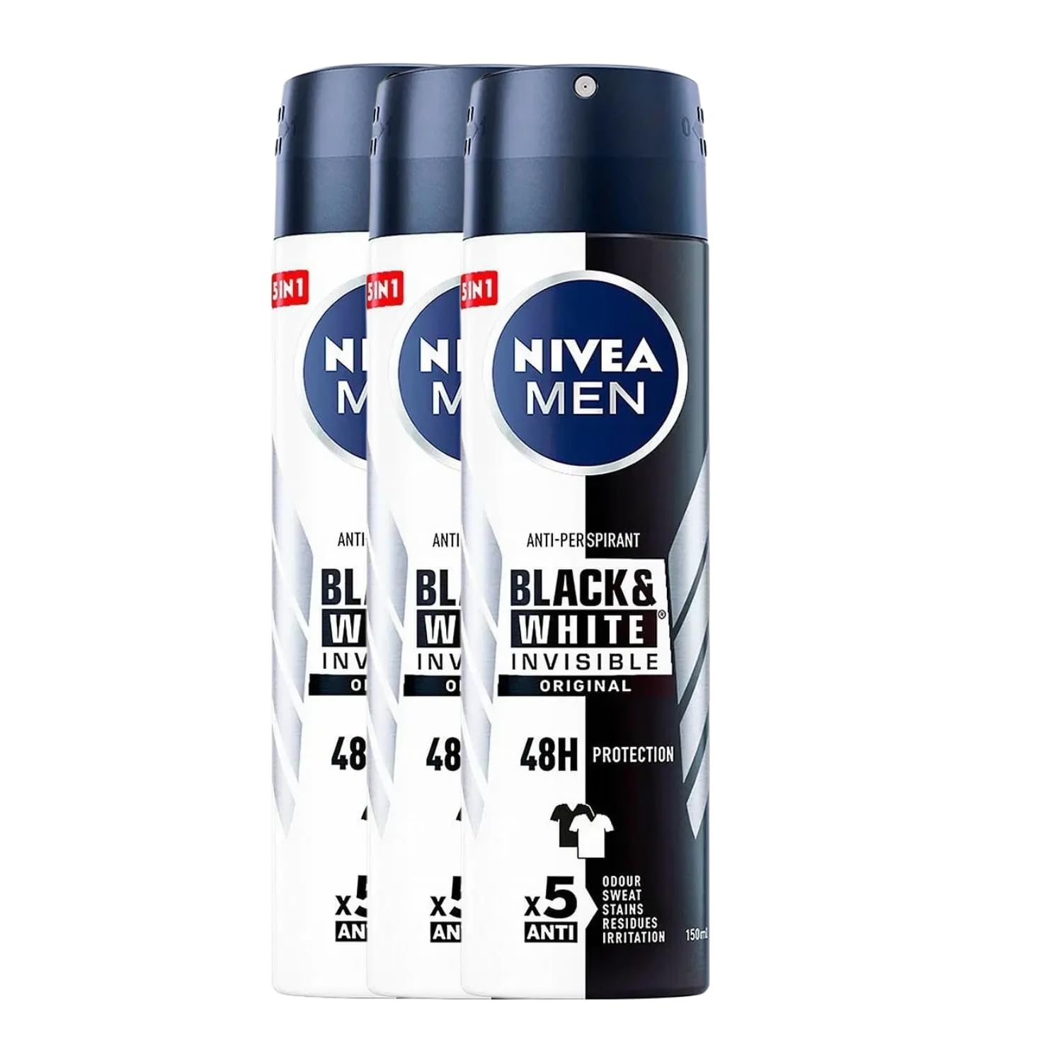 Nivea Men Black & White Invisible Original anti-perspirant deodorant spray 250ml, three pack