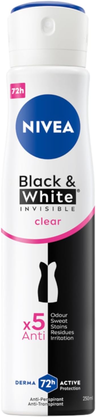 Nivea Black & White Invisible Clear antiperspirant deodorant spray 250ml for women