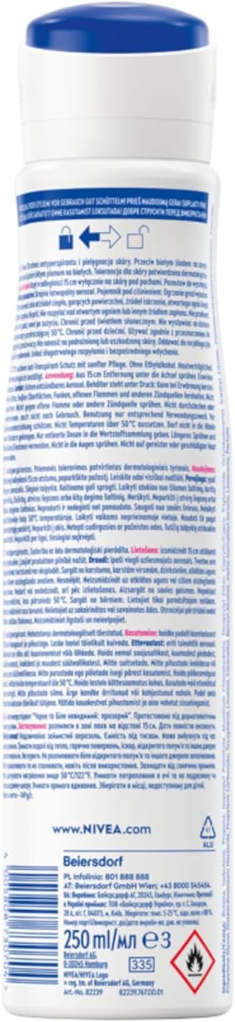 Nivea Black & White Invisible Women's deodorant spray 250ml with blue cap