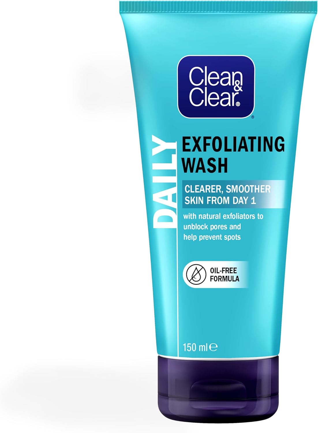 Clean & Clear Daily Exfoliating Wash 150ml turquoise tube with pump cap