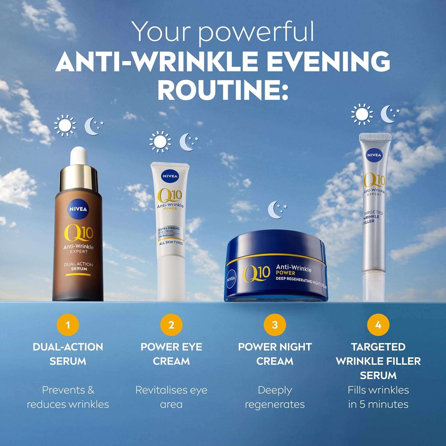 Nivea Q10 Power Night Cream 50ml blue jar anti-wrinkle moisturiser