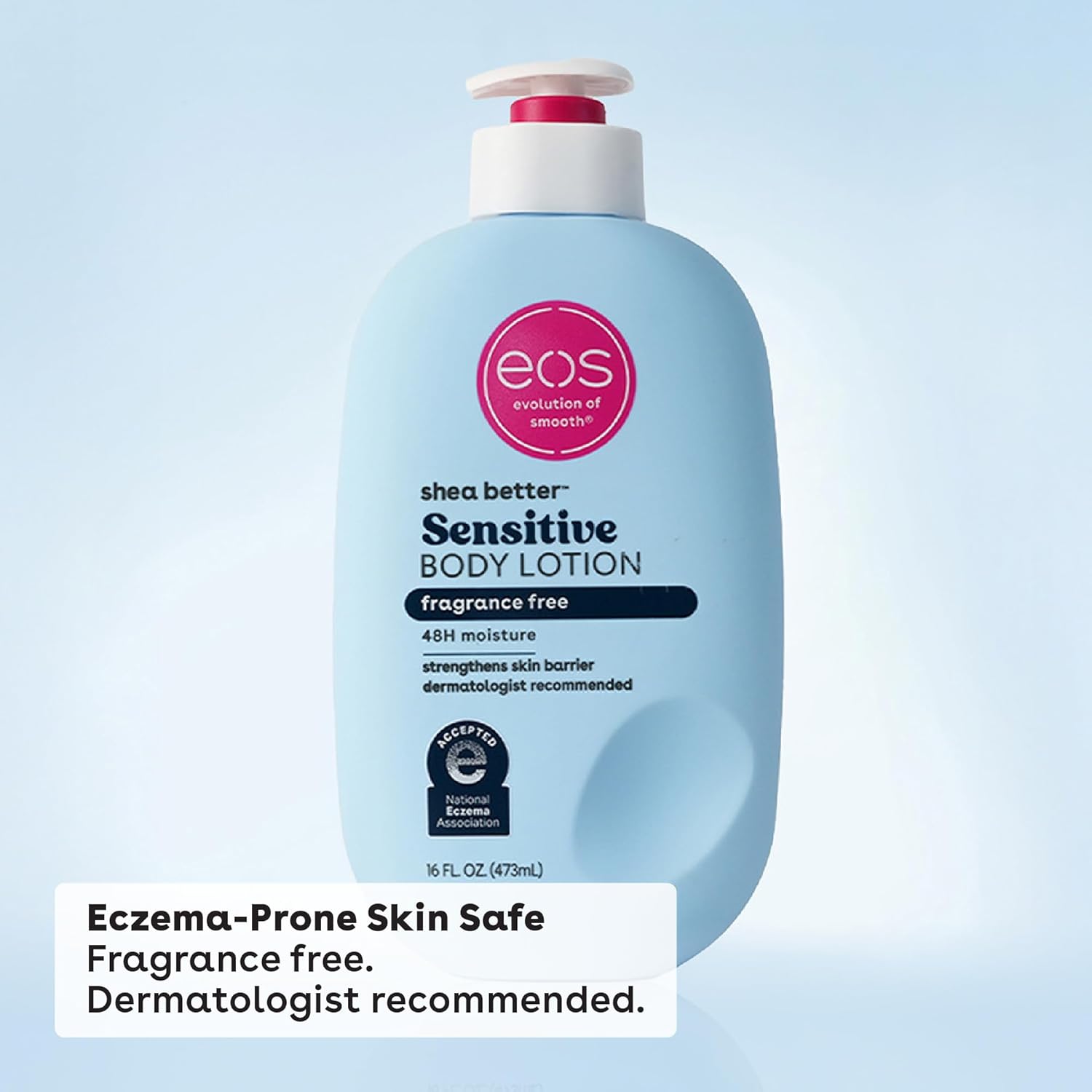 eos Shea Better Sensitive Body Lotion fragrance free 16 fl oz pump bottle