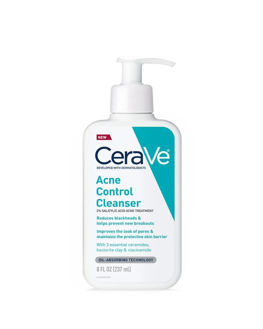 CeraVe Acne Control Cleanser 355ml white pump bottle with turquoise accents