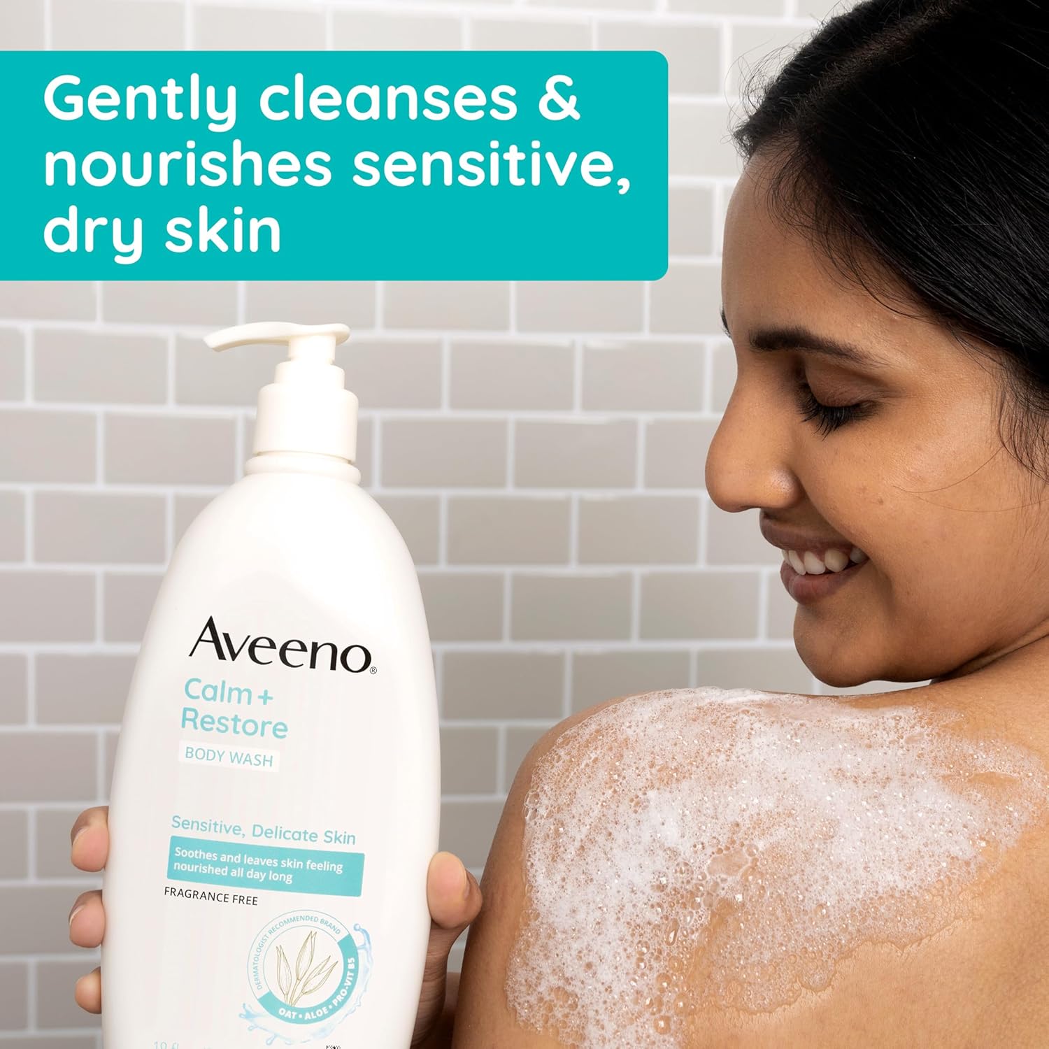 Aveeno Calm + Restore Daily Body Wash for Sensitive Skin, 18 fl oz