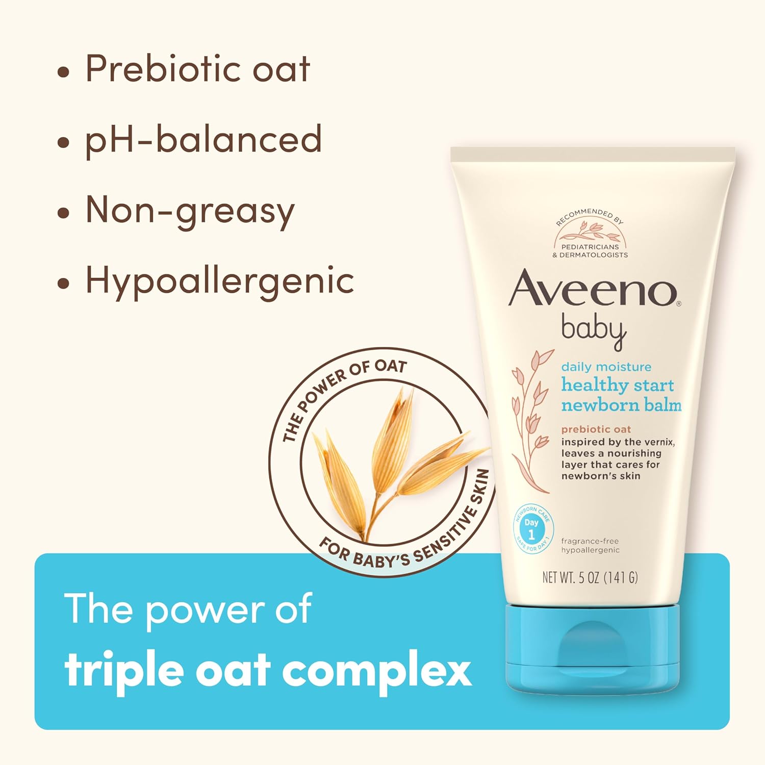 Aveeno baby healthy start newborn balm 5 fl oz tube with blue cap