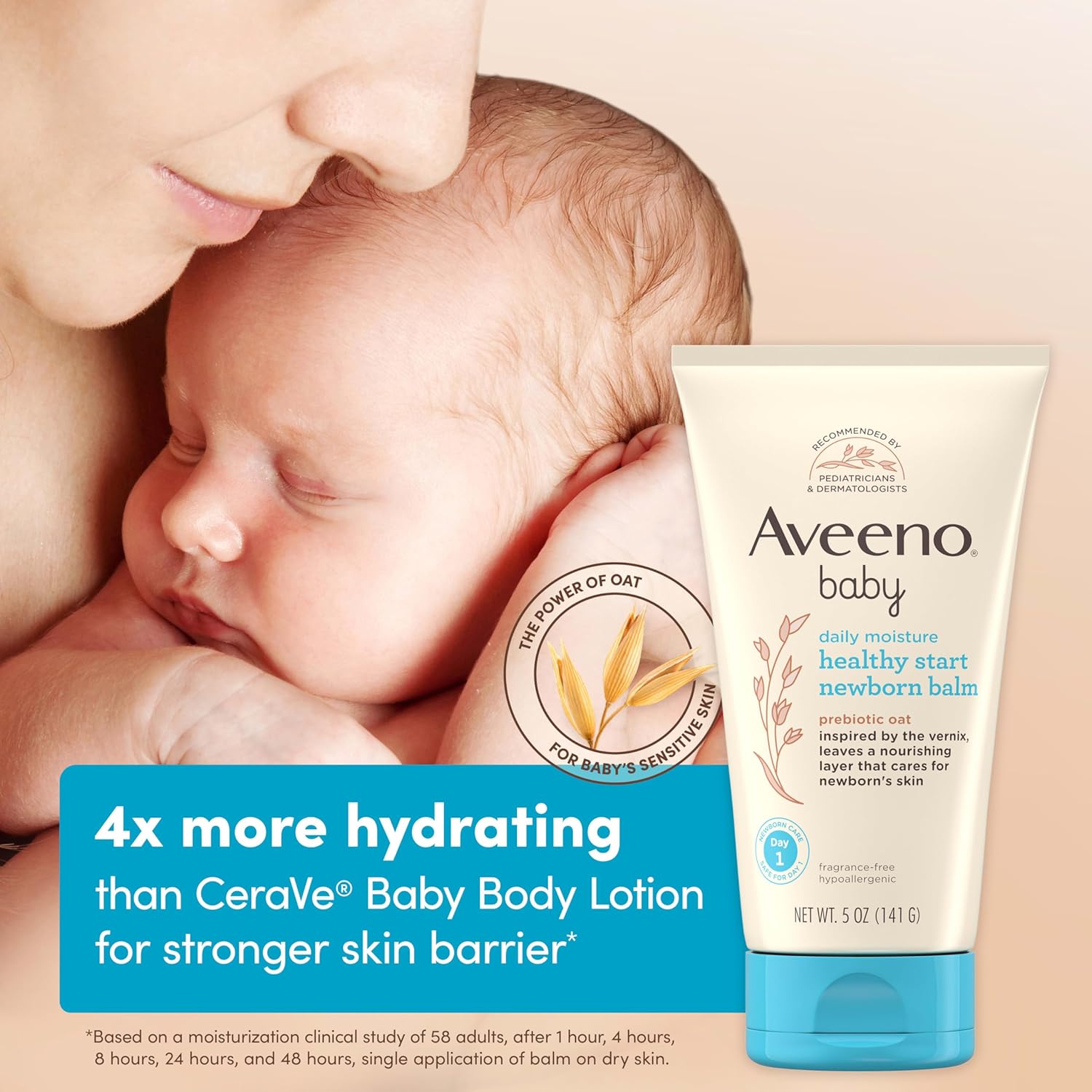 Aveeno baby Healthy Start Newborn Balm 5 fl oz tube with oat formula