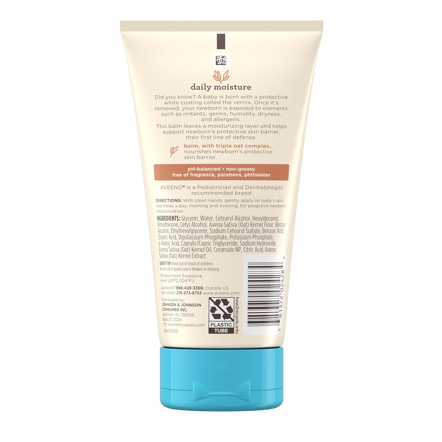 Aveeno Healthy Start Nourishing Balm baby lotion 5 fl oz tube with blue cap