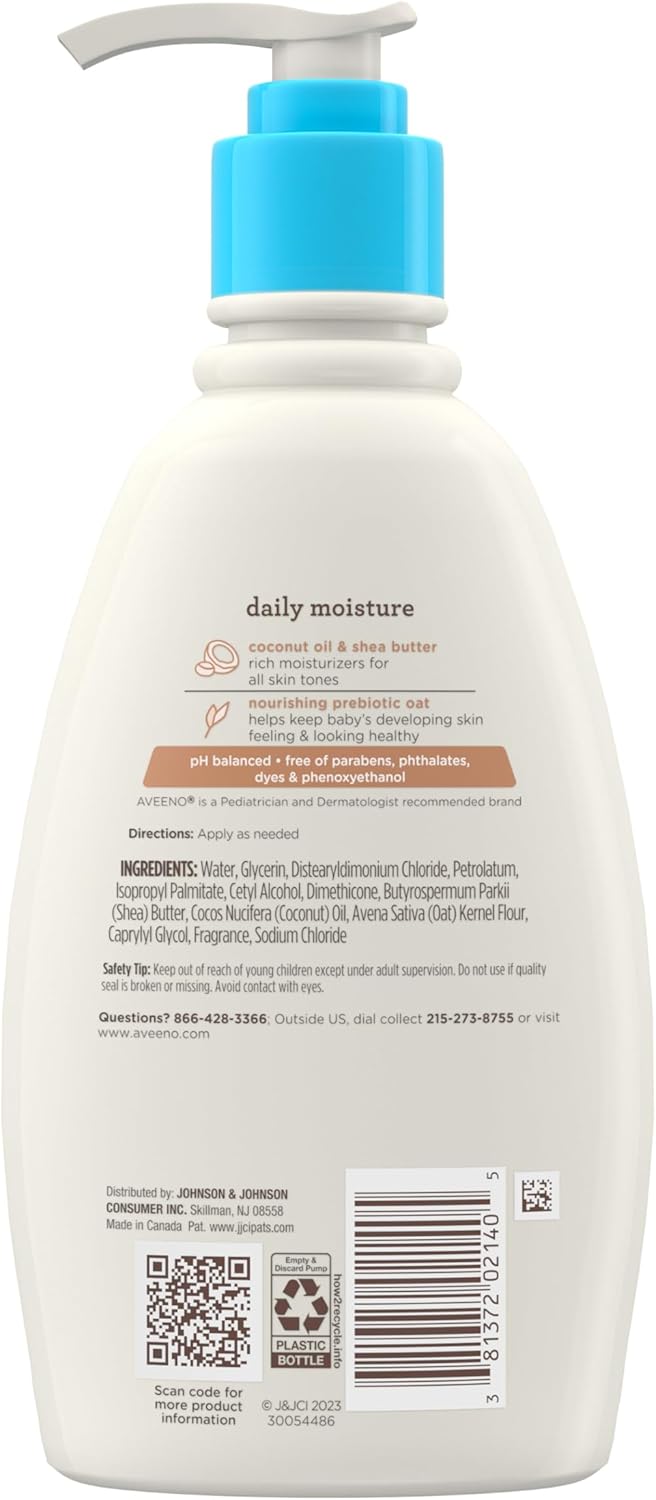 Aveeno Baby Daily Moisturising Cream with shea butter and coconut oil, 12oz pump bottle
