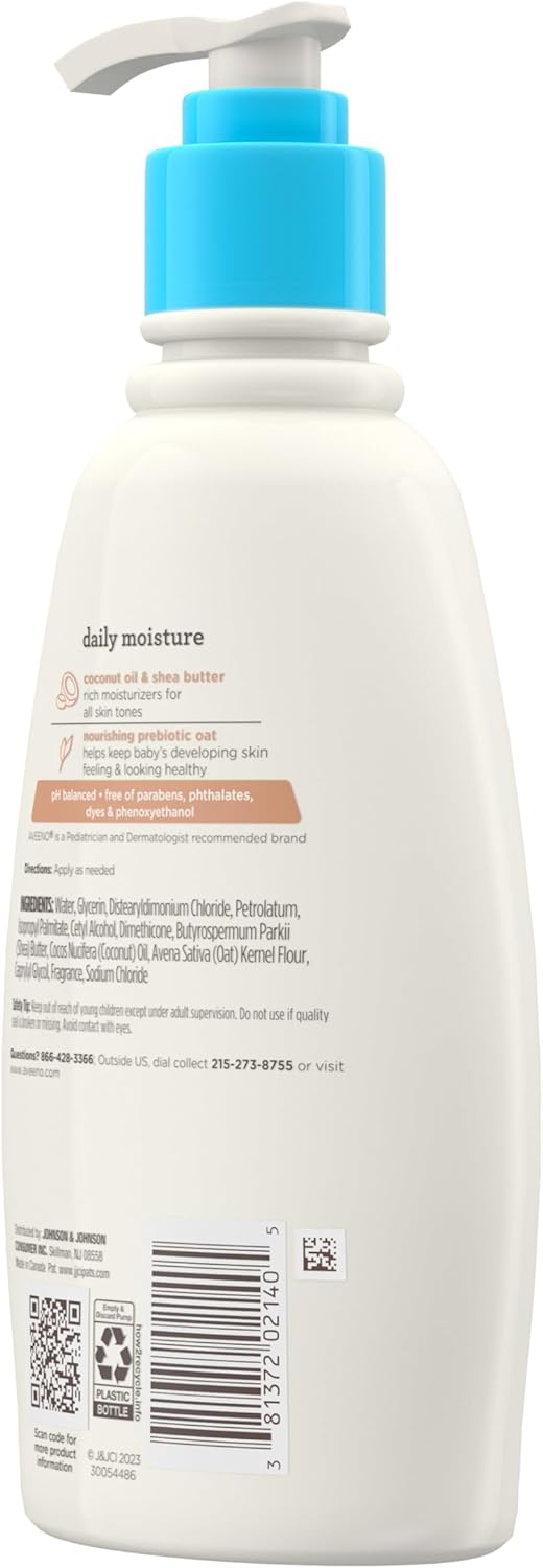 Aveeno Baby Daily Moisturising Cream with shea butter and coconut oil, 12oz pump bottle