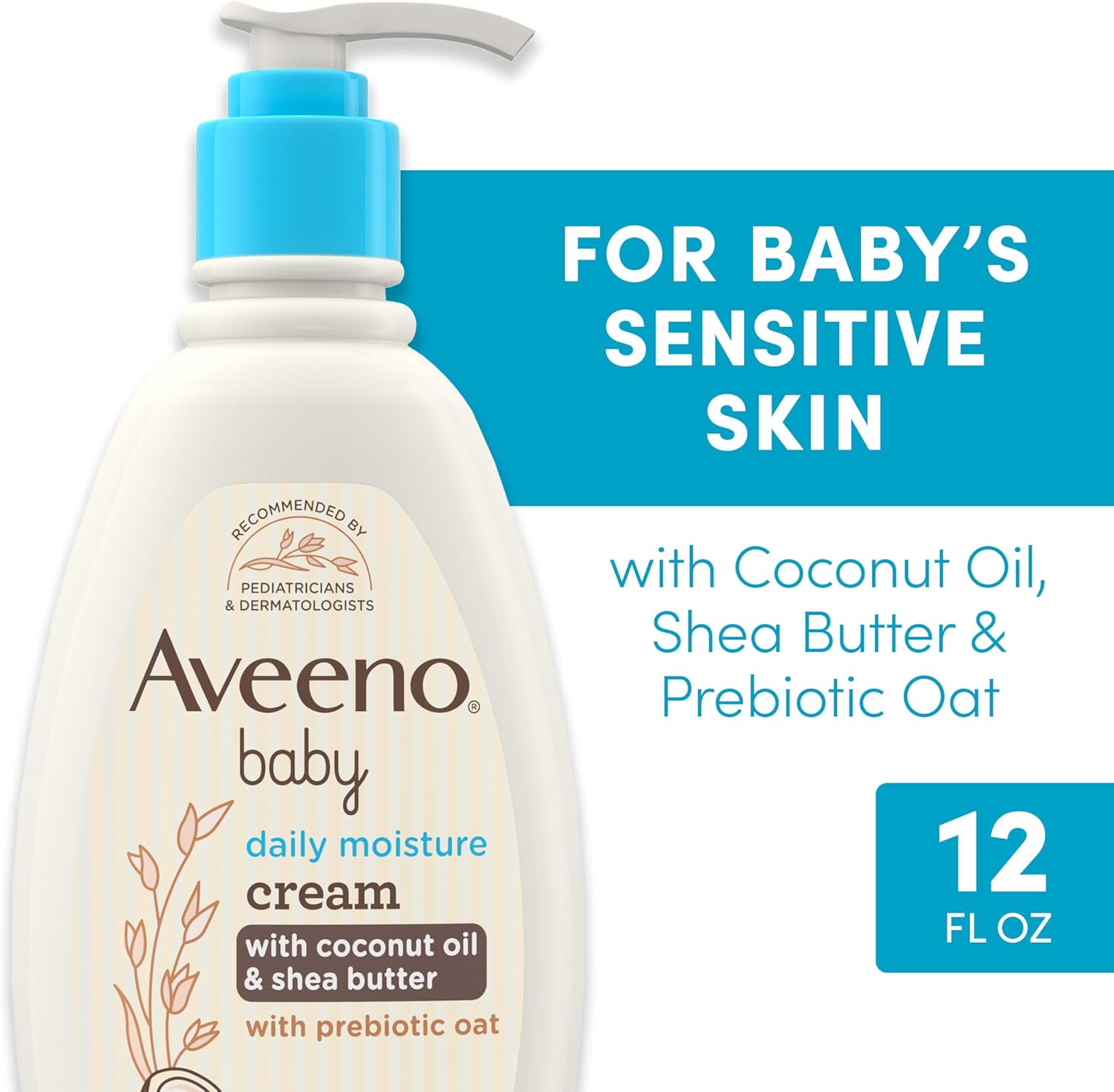 Aveeno Baby Daily Moisturising Cream with Shea Butter and Coconut Oil 12oz pump bottle