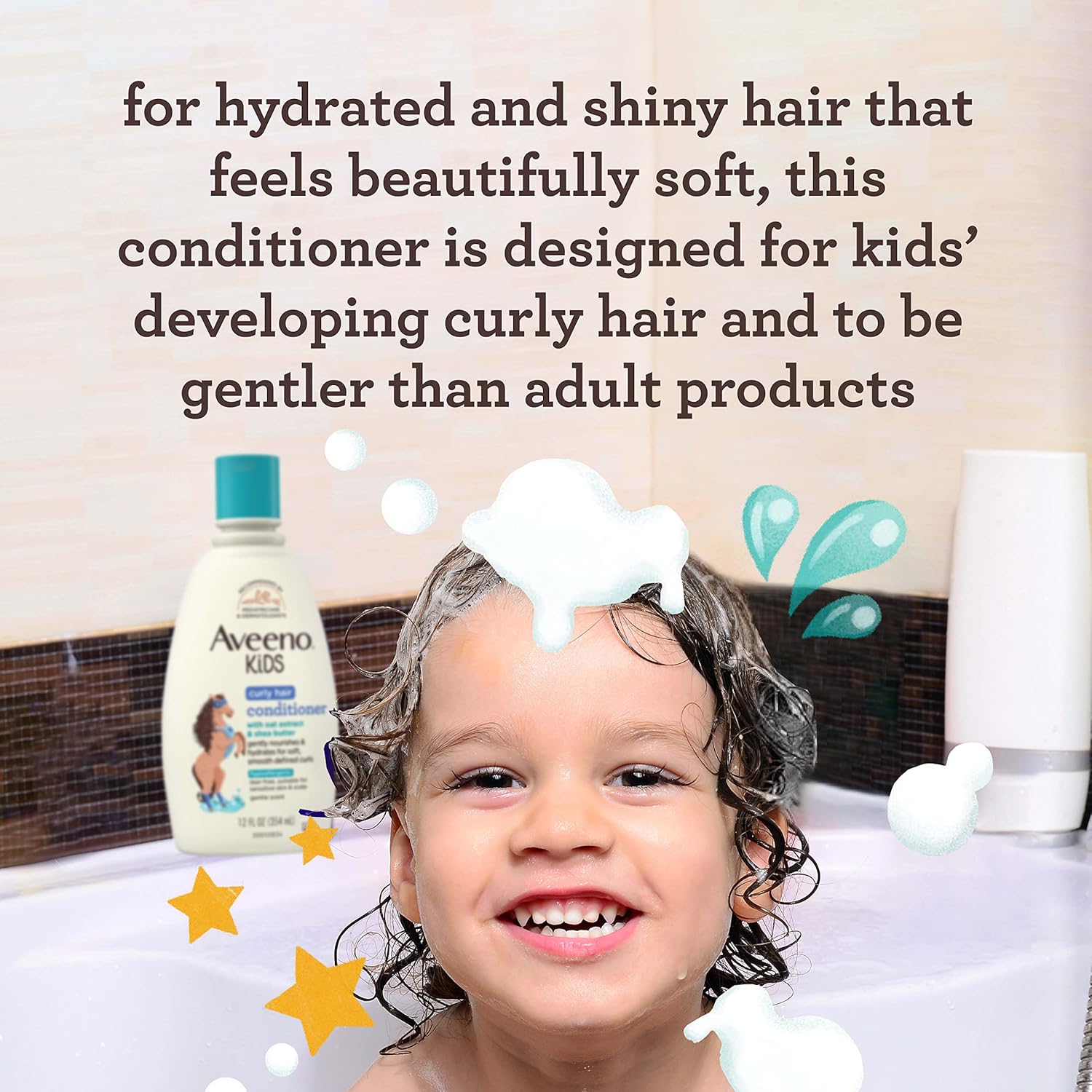 Aveeno Kids' Curly Hair Hydrating Conditioner 12 fl oz bottle with teal cap