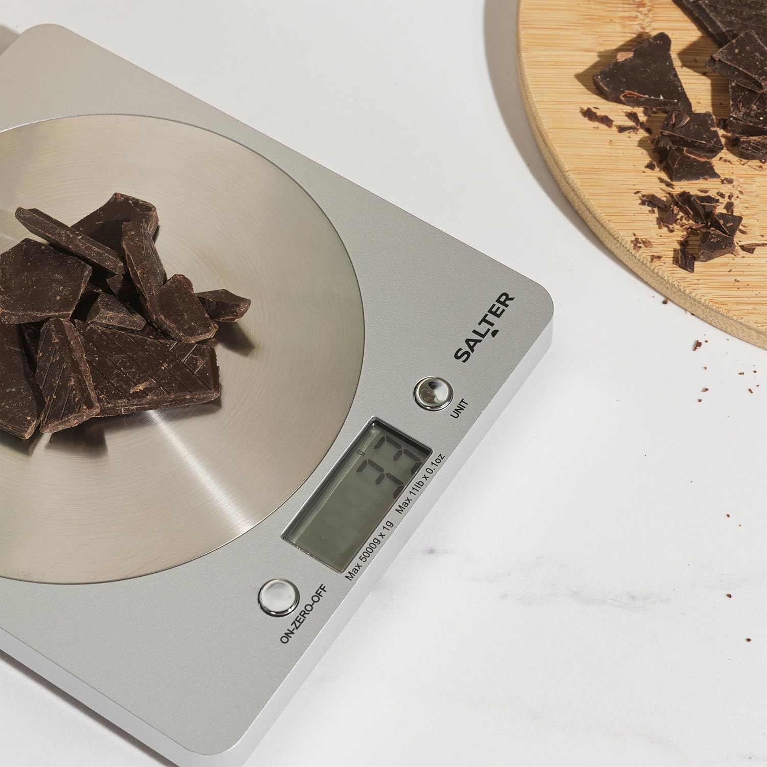 Salter stainless steel disc electronic kitchen scale with digital display