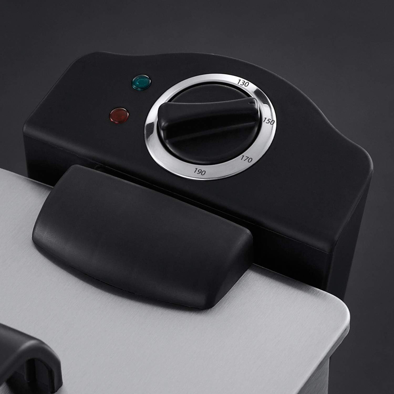 Russell Hobbs Professional black deep fryer with temperature dial and indicator lights