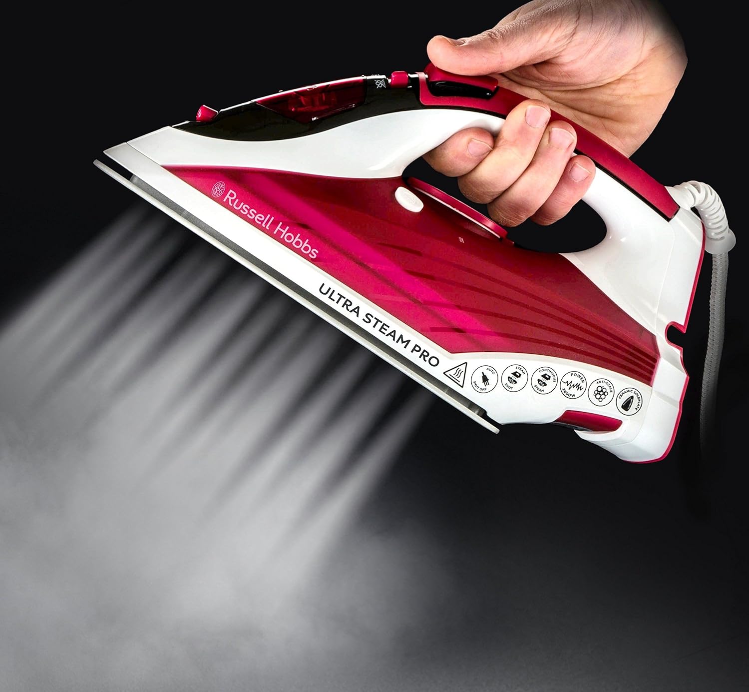 Russell Hobbs Supreme Steam red and white traditional iron with steam output