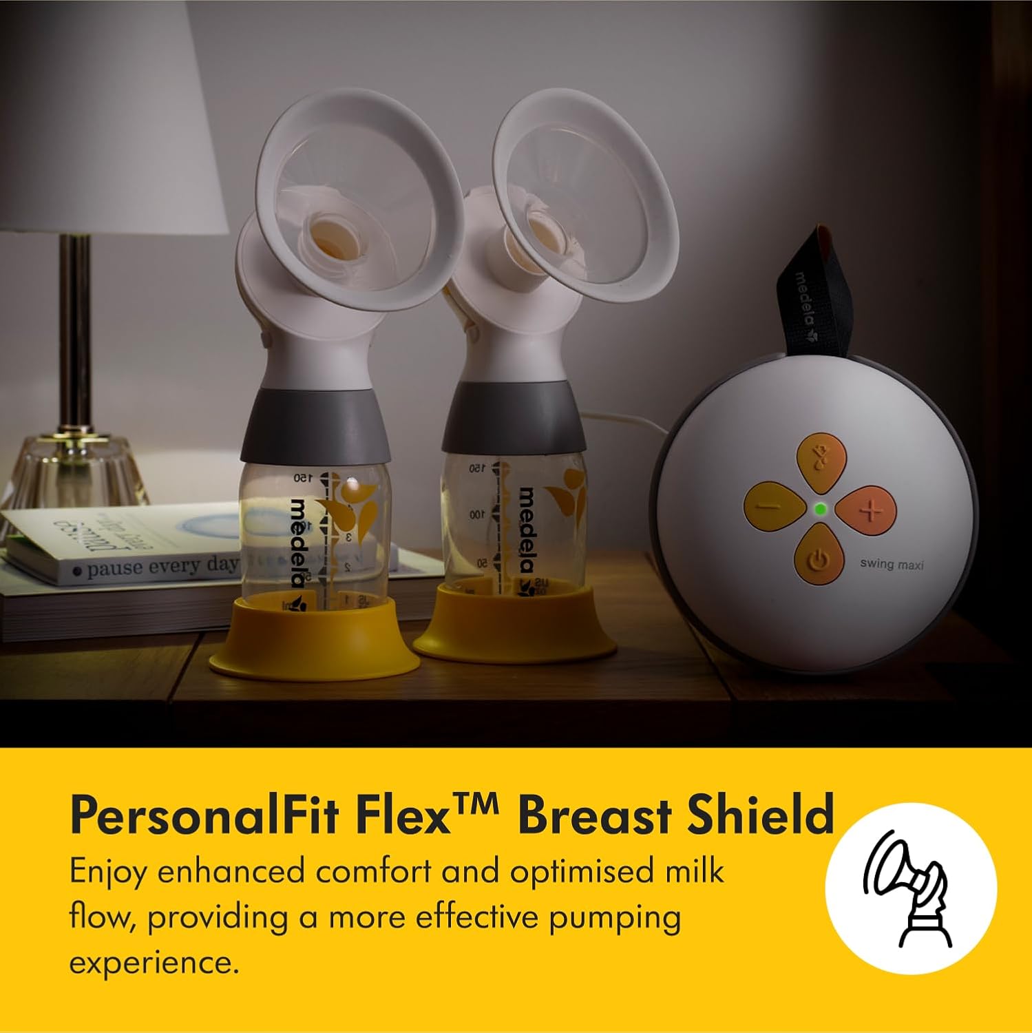 Medela Swing Maxi double electric breast pump with collection bottles and control unit