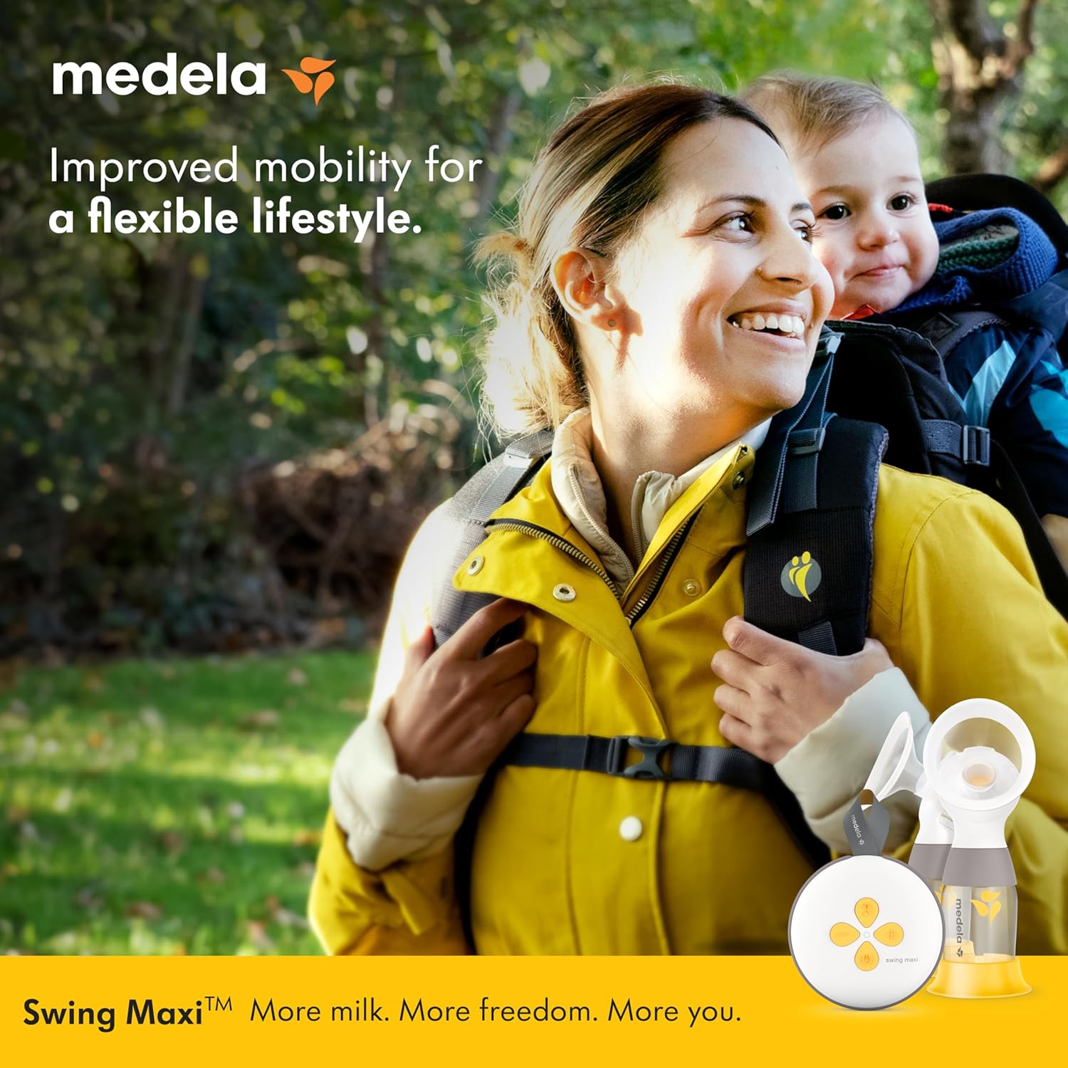 Medela Swing Maxi double electric breast pump with white collection bottle