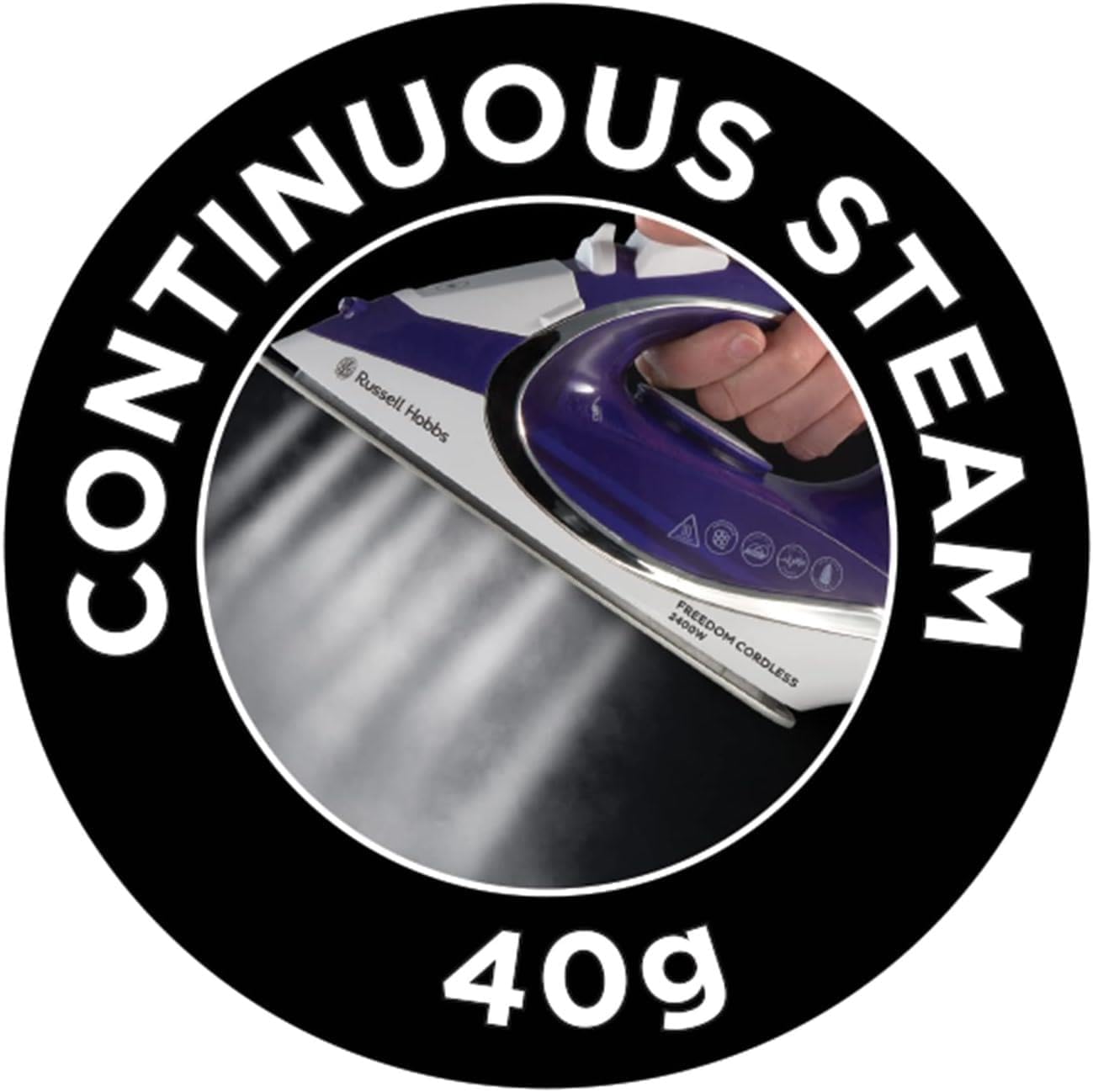 Russell Hobbs Freedom 23300 cordless steam iron in purple and white