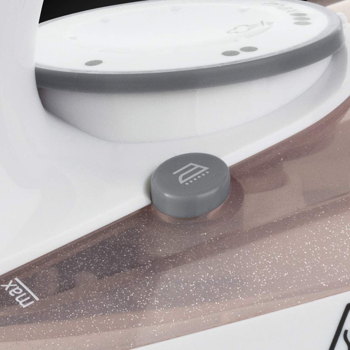 Russell Hobbs Pearl Glide white steam iron with control button
