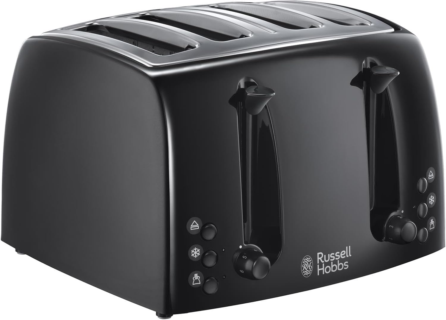Russell Hobbs Texture black 4 slice toaster with chrome trim details