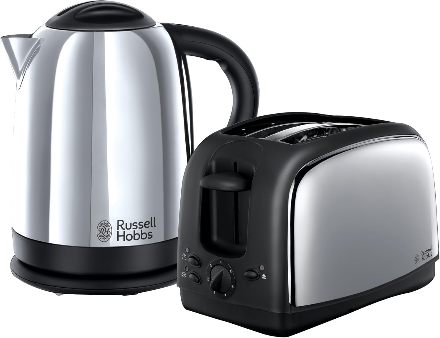 Russell Hobbs Lincoln polished stainless steel kettle and 2-slice toaster set
