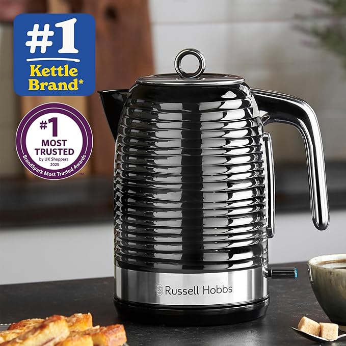 Russell Hobbs Inspire black kettle 1.7 litre with fast boil 3000w