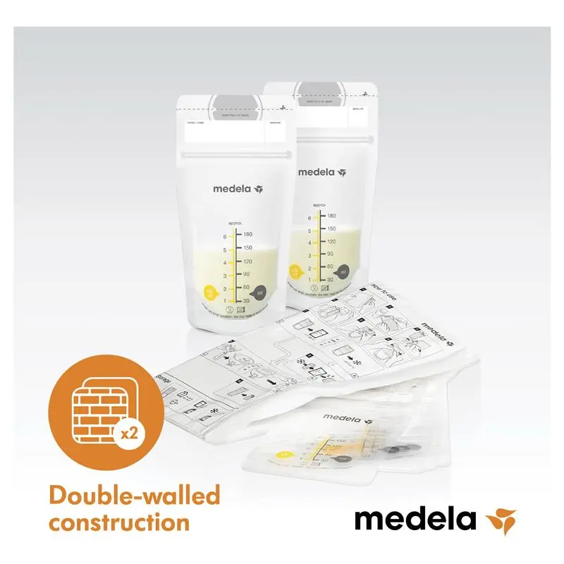 Medela Breastmilk Storage Bags 50 pack with double-walled construction