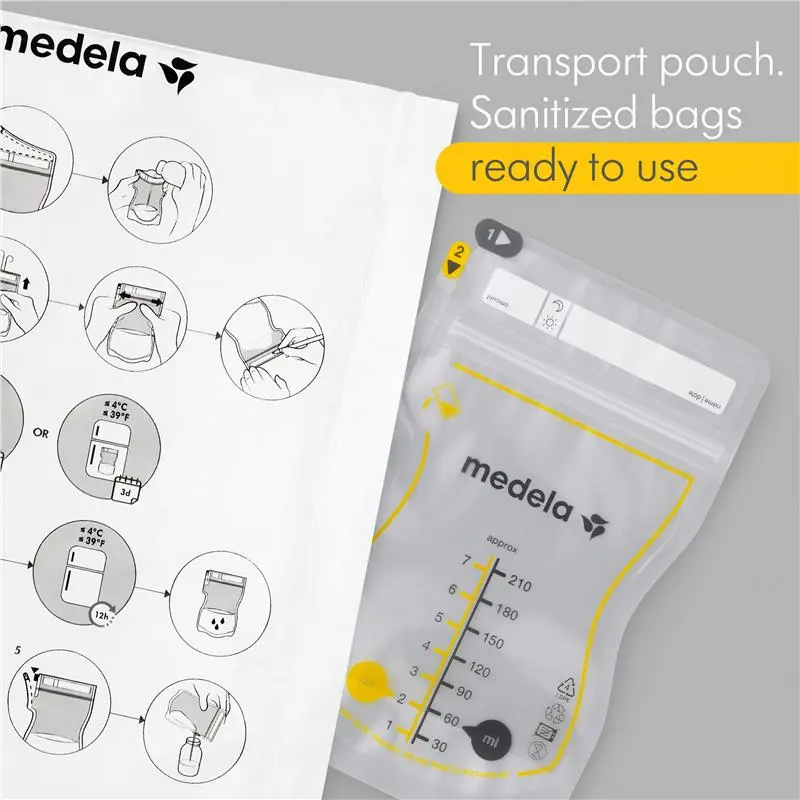 Medela breastmilk storage bags 50 pack with measurement markings
