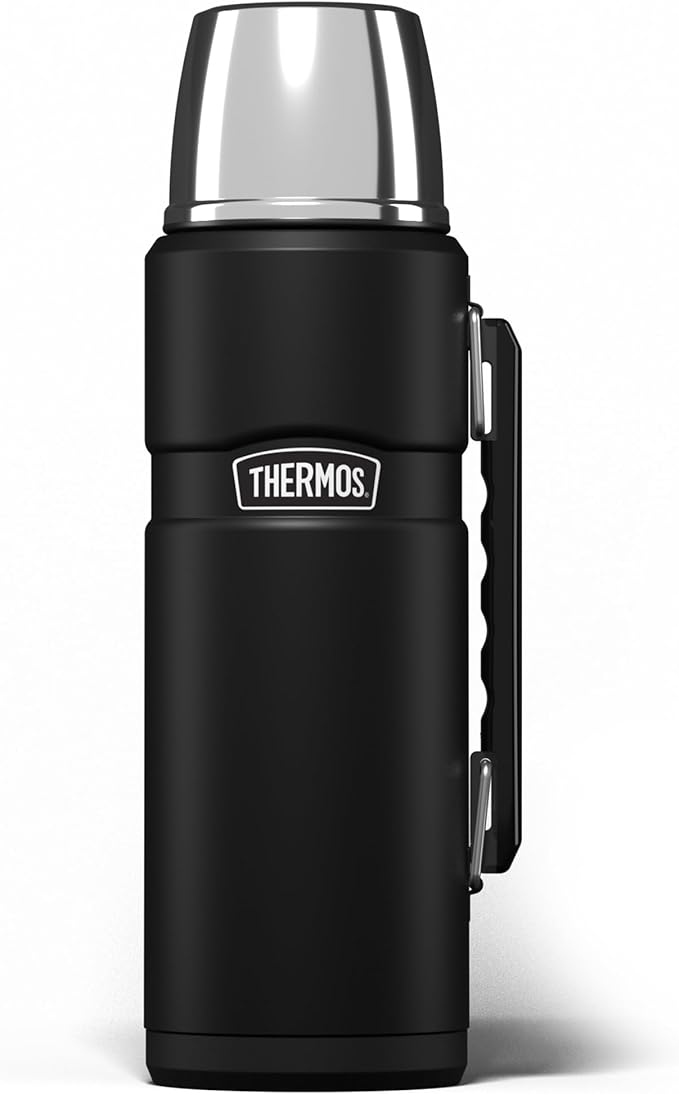 Thermos Stainless King Flask black 1.2 litre capacity with handle