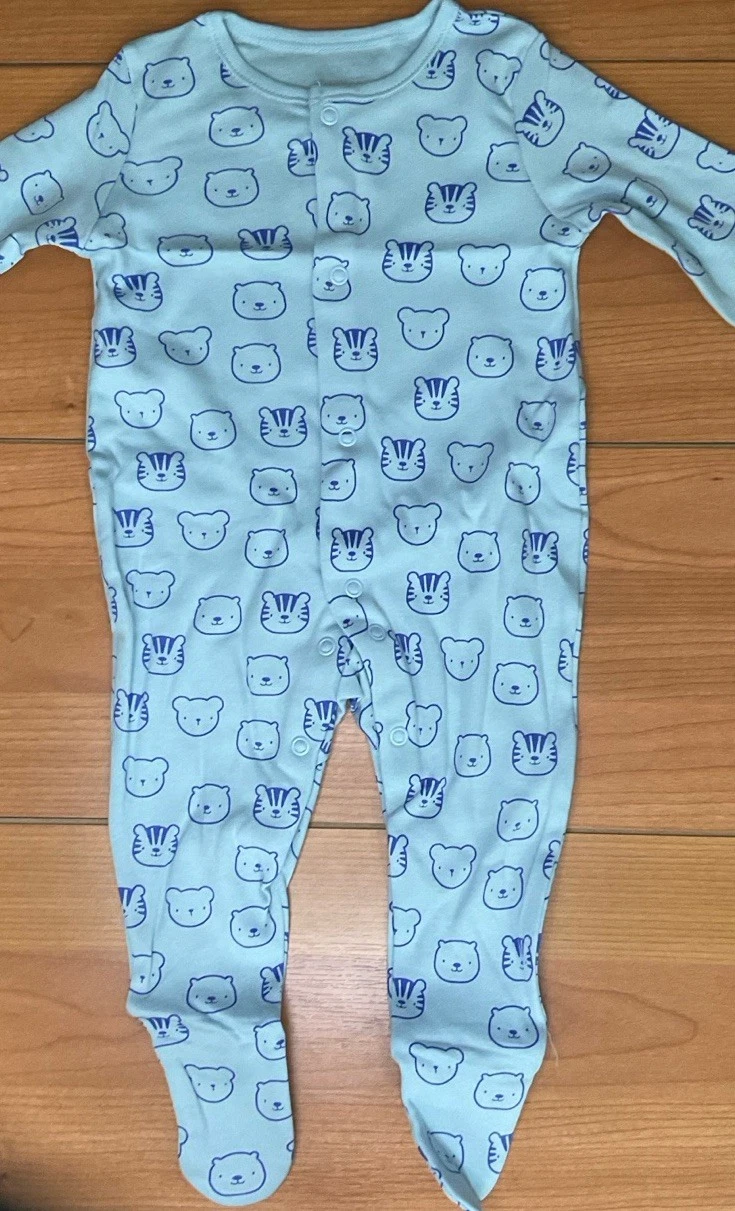 George light blue sleeping suit with animal print for boy
