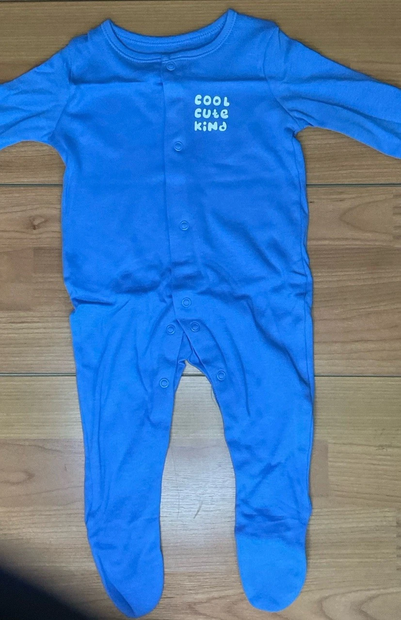 George blue sleeping suit for boy with text print
