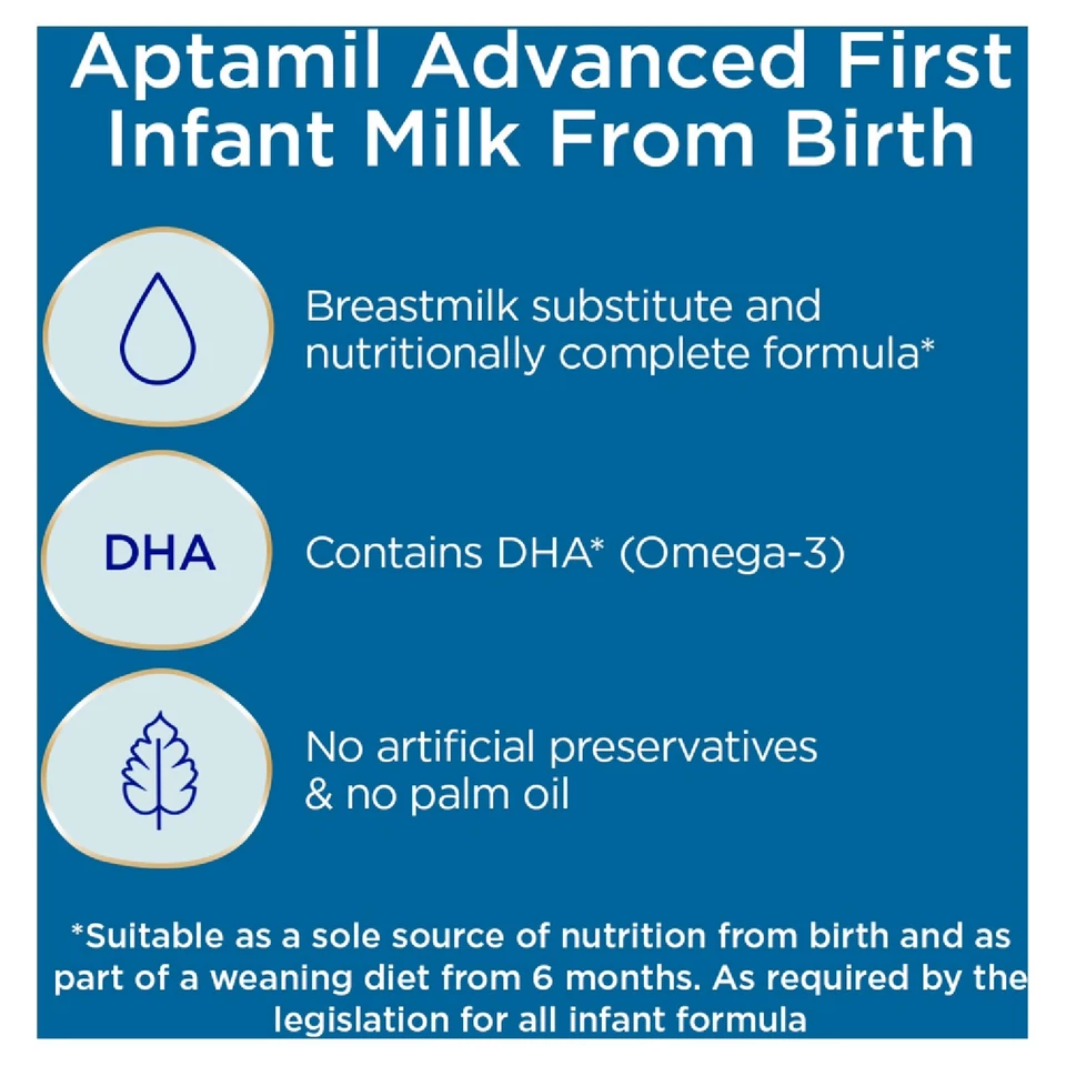 Aptamil Advanced First Infant Milk from birth formula with DHA