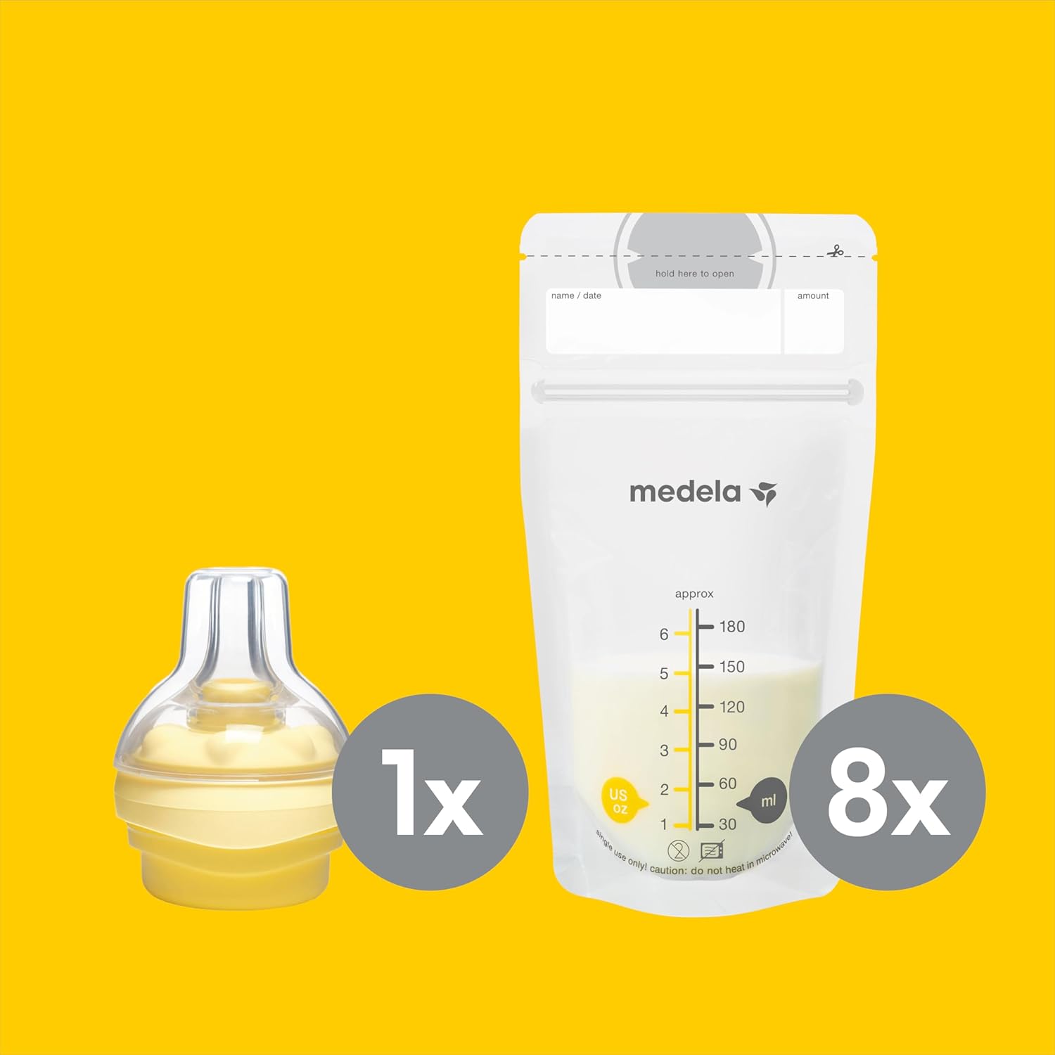 Medela Breast Milk Store and Feed Set with eight storage bags and one bottle teat
