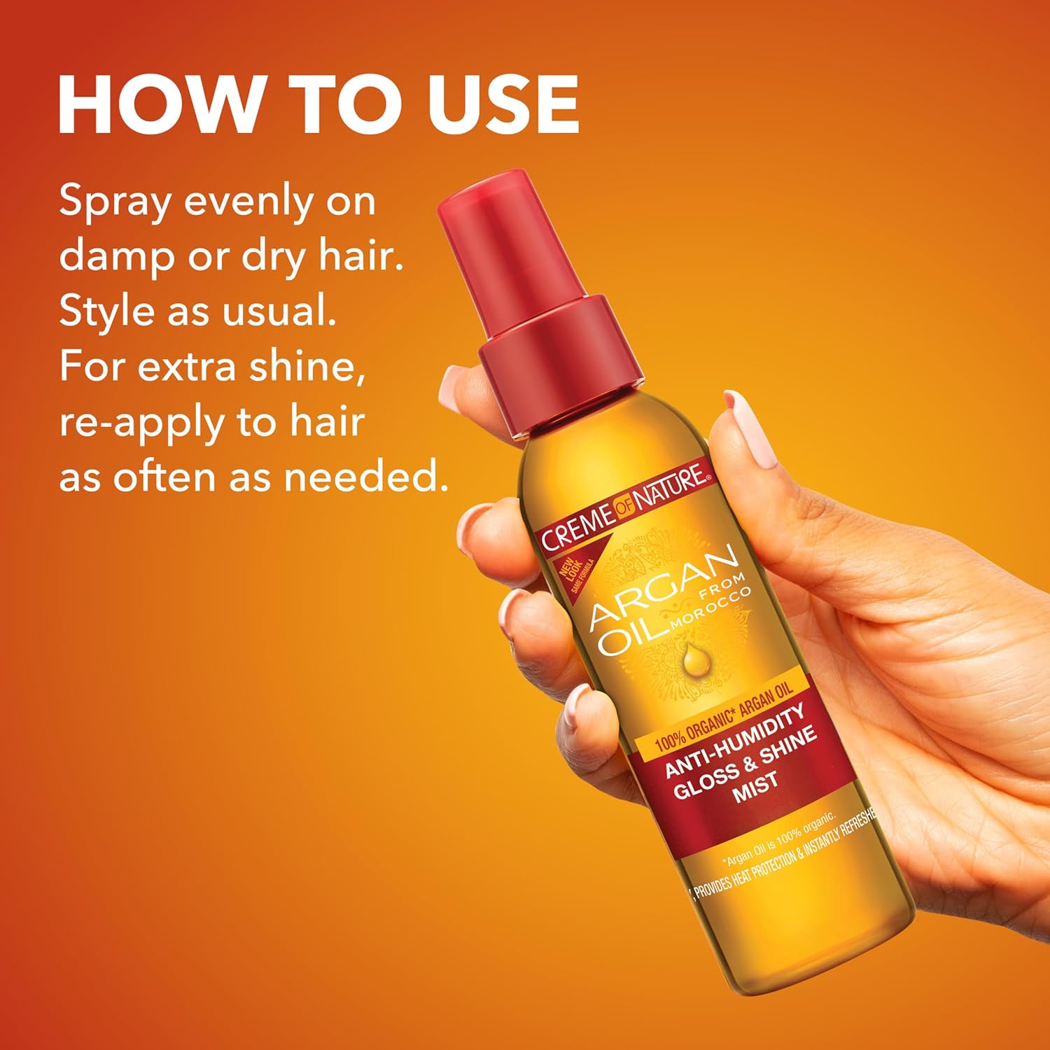 Creme Of Nature Argan Oil Anti-Humidity Gloss & Shine Mist 118ml spray bottle
