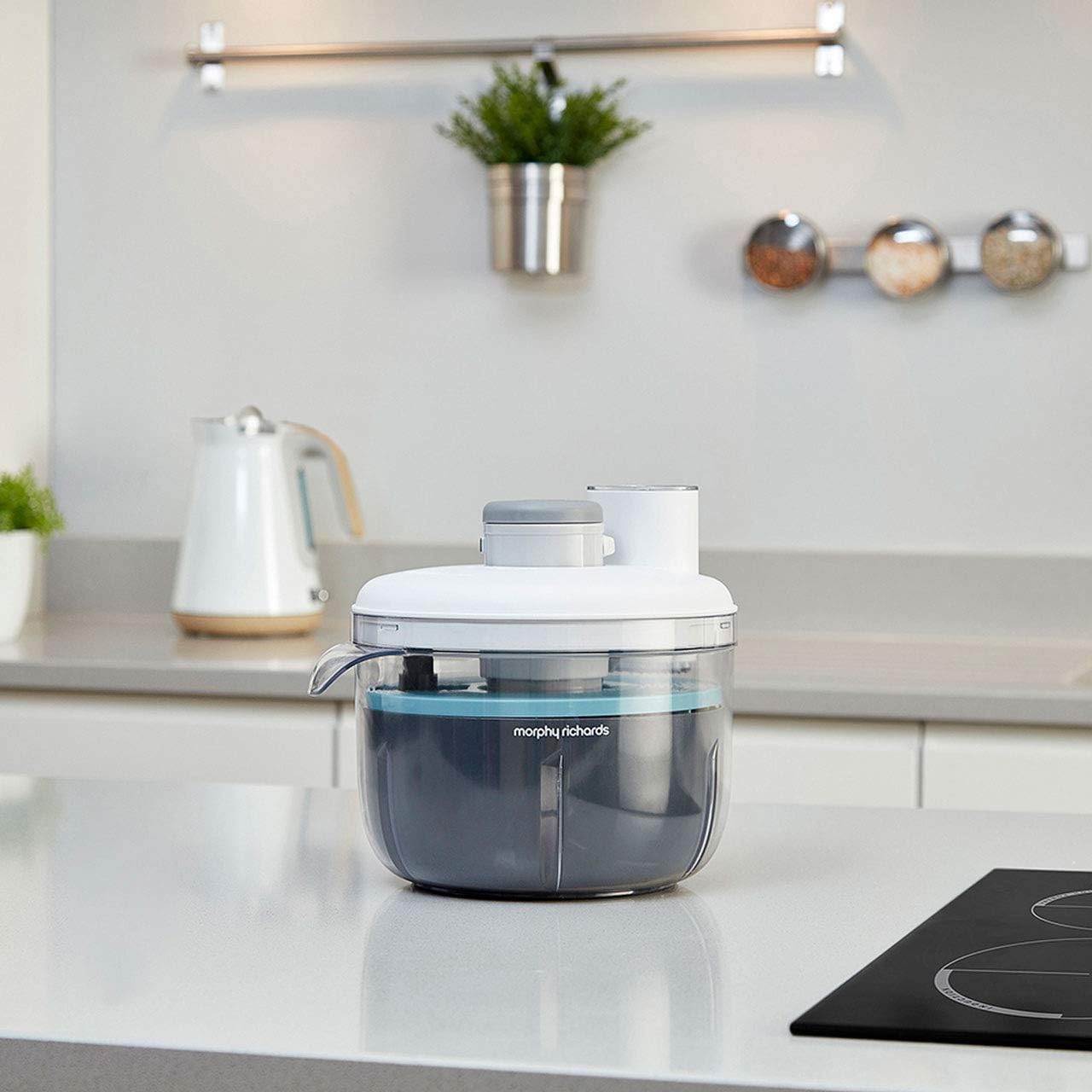 Morphy Richards Prepstar One food processor with white lid and dark base on counter