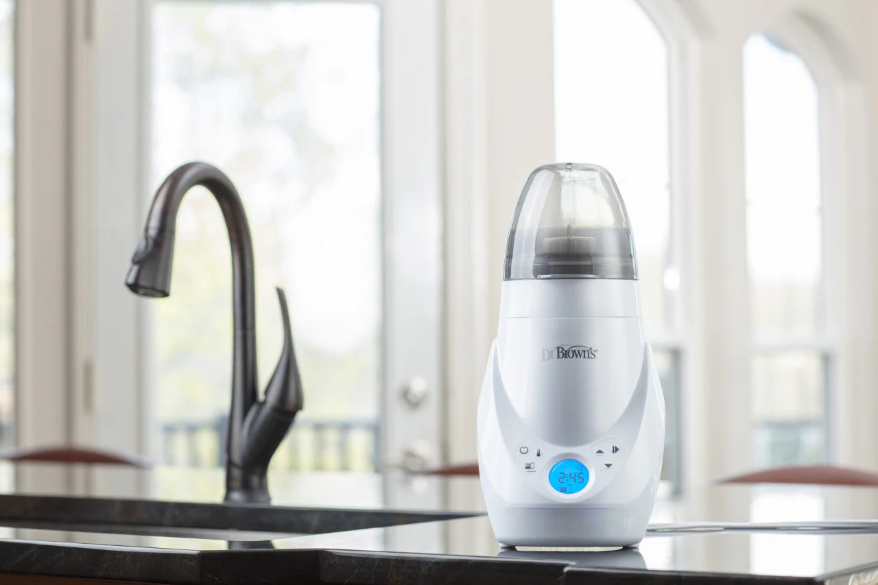 Dr. Brown's white deluxe baby bottle warmer and steriliser with digital display