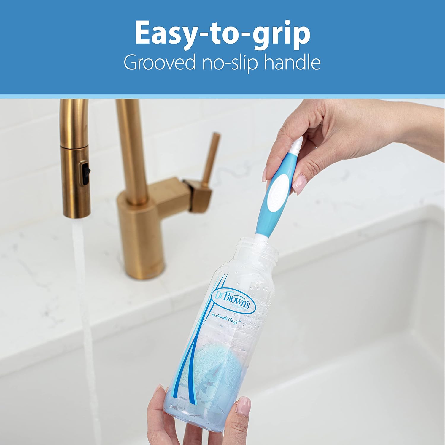 Dr. Brown's Deluxe Electric Bottle Sterilizer with blue grooved handle