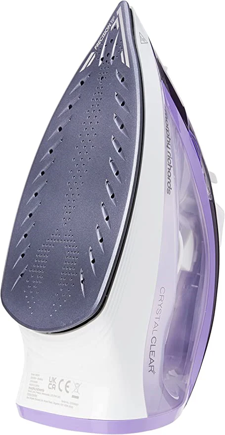 Crystal Clear 2400W steam iron purple and white with non-stick soleplate