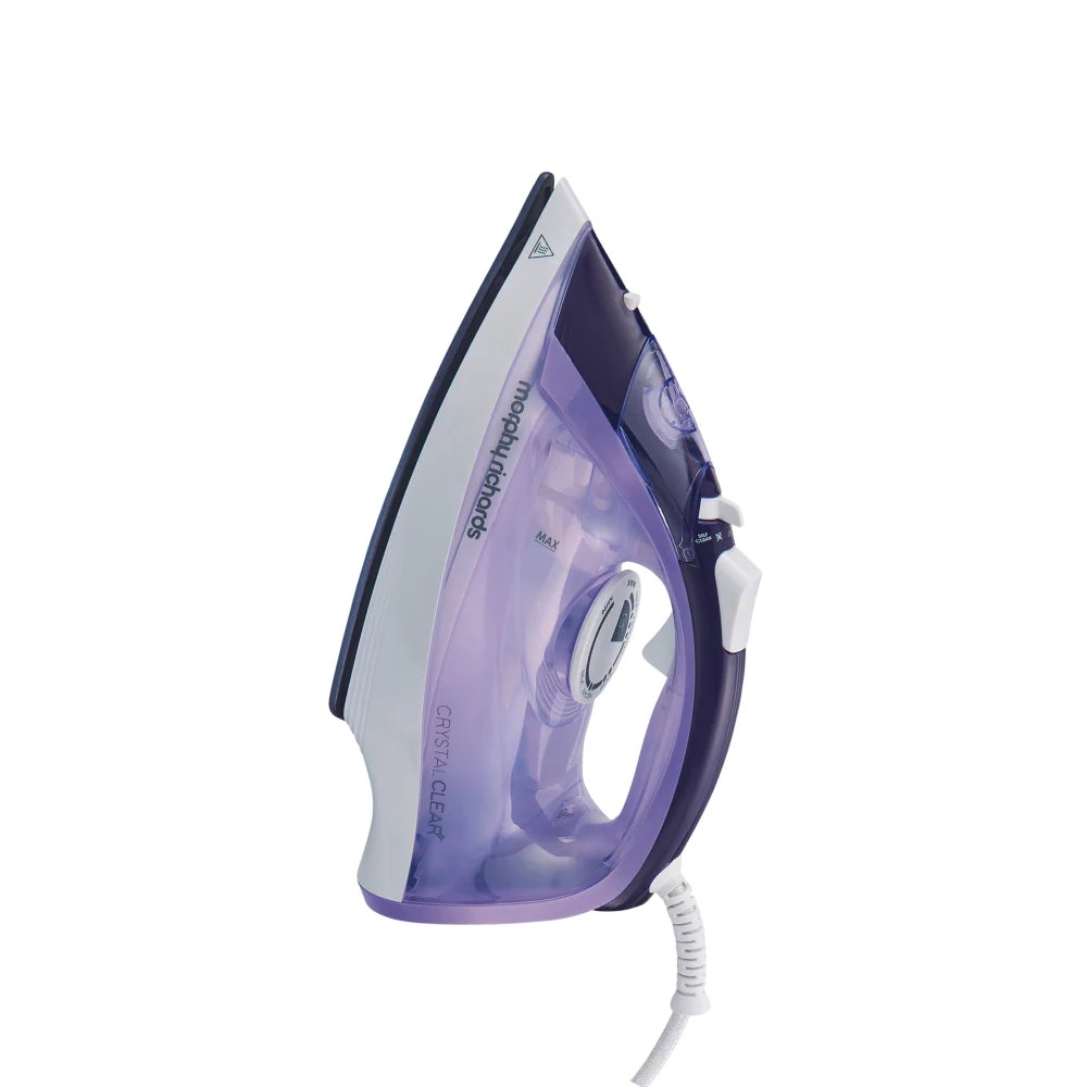 Crystal Clear 2400W steam iron in purple with white trim