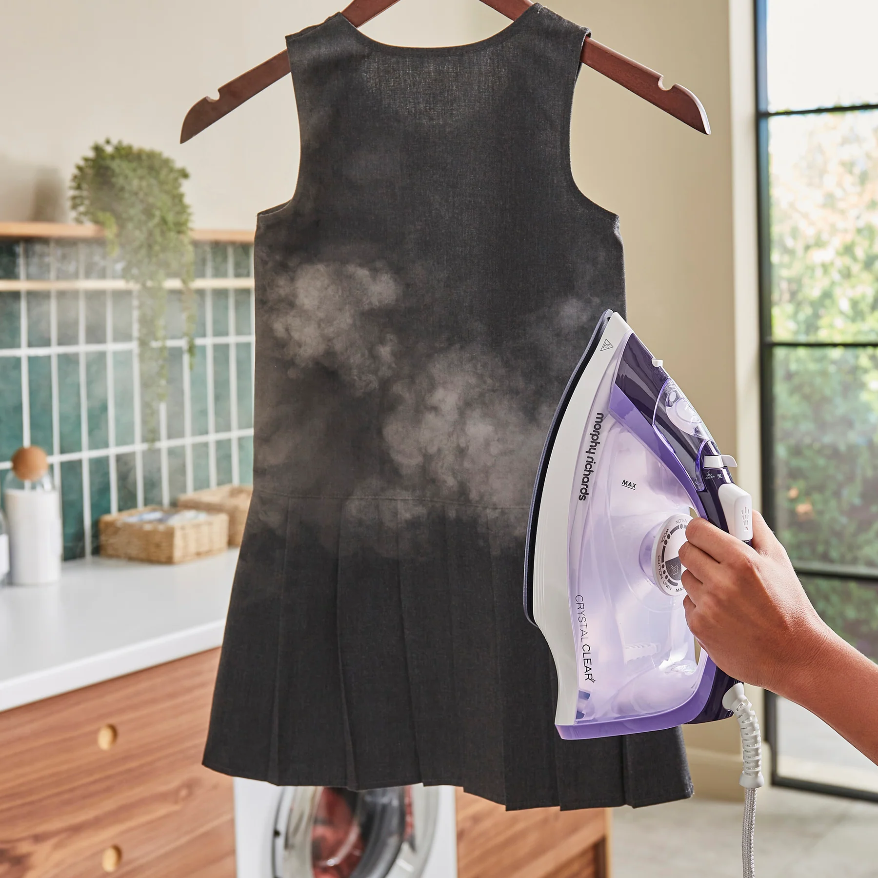 Crystal Clear 2400W steam iron purple and white with cord cable